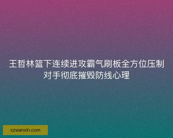 王哲林篮下连续进攻霸气刷板全方位压制对手彻底摧毁防线心理