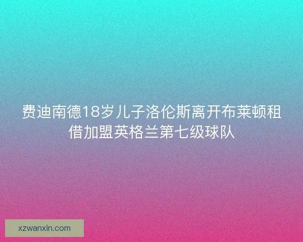 费迪南德18岁儿子洛伦斯离开布莱顿租借加盟英格兰第七级球队
