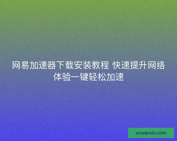 网易加速器下载安装教程 快速提升网络体验一键轻松加速 网易加速器下载安装教程 快速提升网络体验一键轻松加速